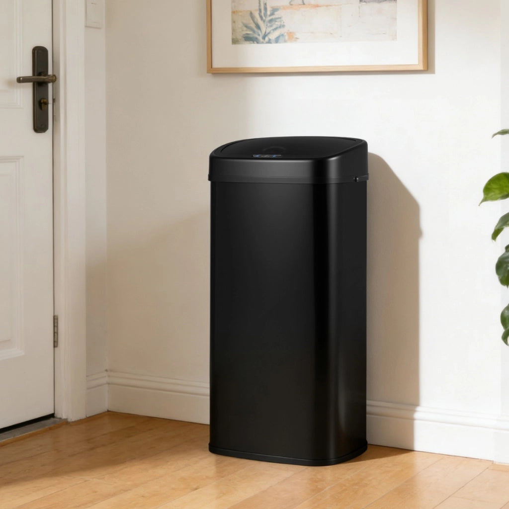 Pattumiera da 68l cestino dei rifiuti con sensore a infrarossi e design a doppia zona-Pattumiera coperchio con funzione stay open