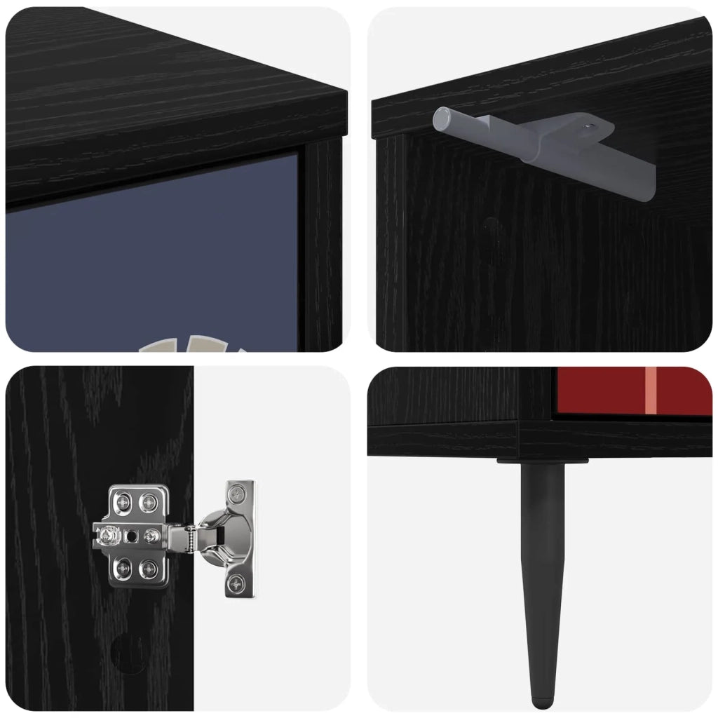 Armadio da Notte ESSEN 2 pz Rovere Nero 36 x 33 x 51 cm 8007256