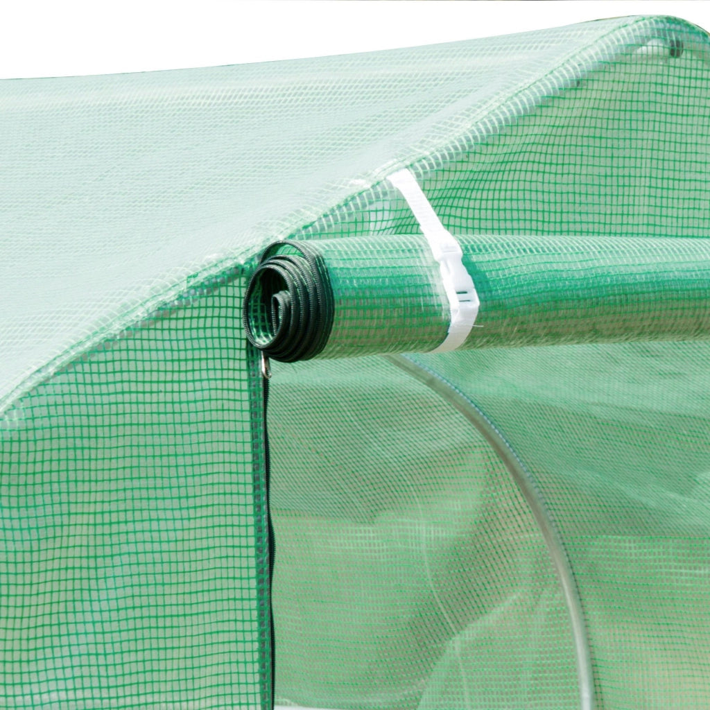 Serra di circa 6 x 3 x 2 m, serra a tunnel in polietilene con 8 finestre, porta avvolgibile, pareti laterali avvolgibili, tunnel in polietilene