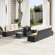 Set Divano da Giardino 10 pcs Nero polyrattan
