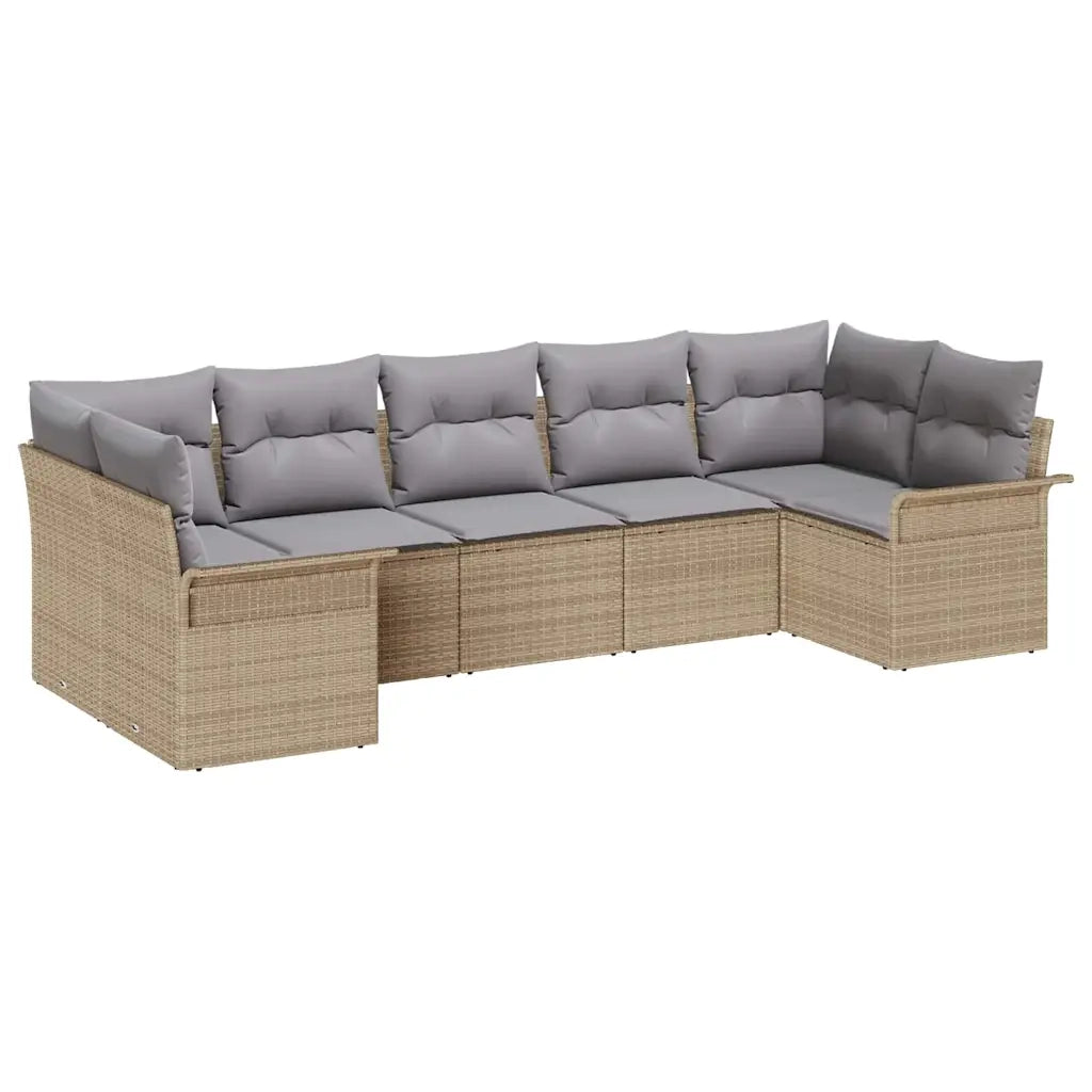 Set Divano da Giardino con cuscino 7 pcs Beige polyrattan 3345510