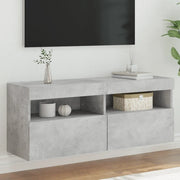 Mobile TV a Parete con Luci LED-Mobile TV a Muro Grigio Cemento 100x30x40 cm