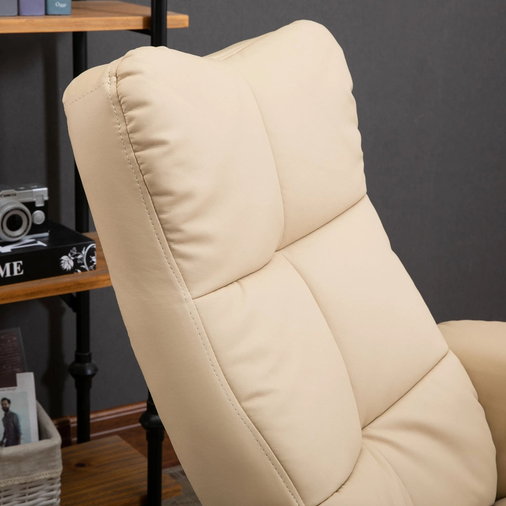 POLTRONA Massaggiante 80 x 86 x 99 cm Poliestere Bianco Crema con pouf