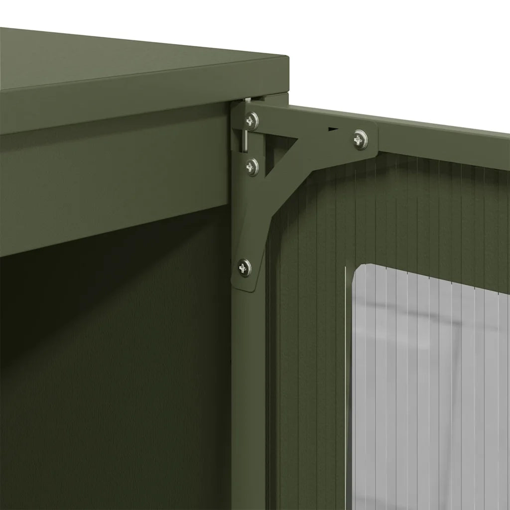 Credenza | Madia | Buffet da pranzo | Armadio da pranzo Verde Oliva 100,5x39x107 cm Acciaio Laminato a Freddo