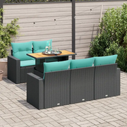 Set Divano da Giardino 6 pz con Cuscini Nero in Polyrattan 3326990