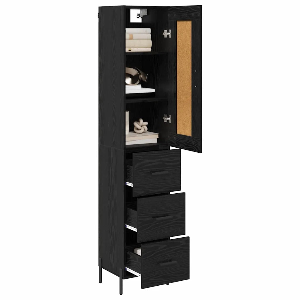 Credenza-Buffet-Armadio da cucina Rovere Nero 34,5 x 34 x 180 cm Legno multistrato 147343