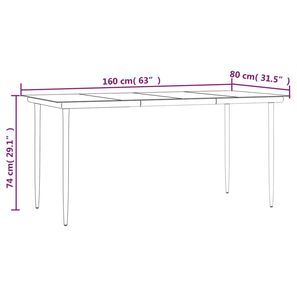 Set da Pranzo da Giardino 5 pz Nero con Cuscini in Polyrattan 3185098