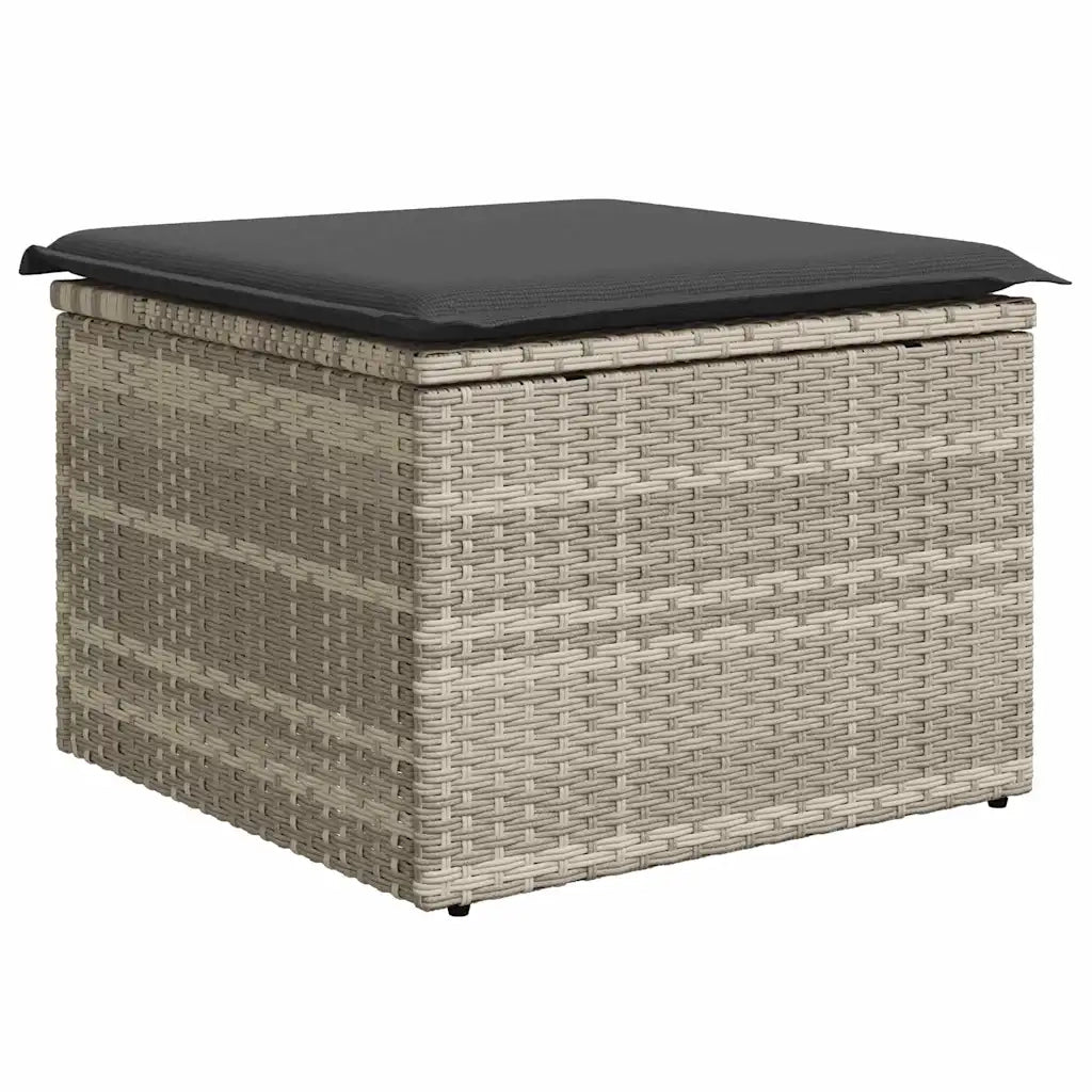 Set Divano da Giardino 9 pcs Grigio chiaro Poly Rattan