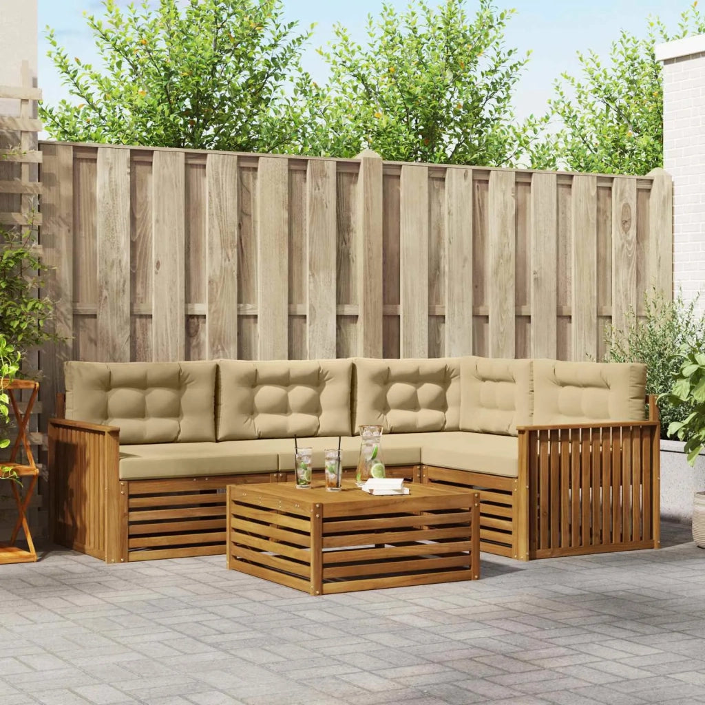Set di divani da esterno con cuscino 5 pcs Naturale e Beige 3373418