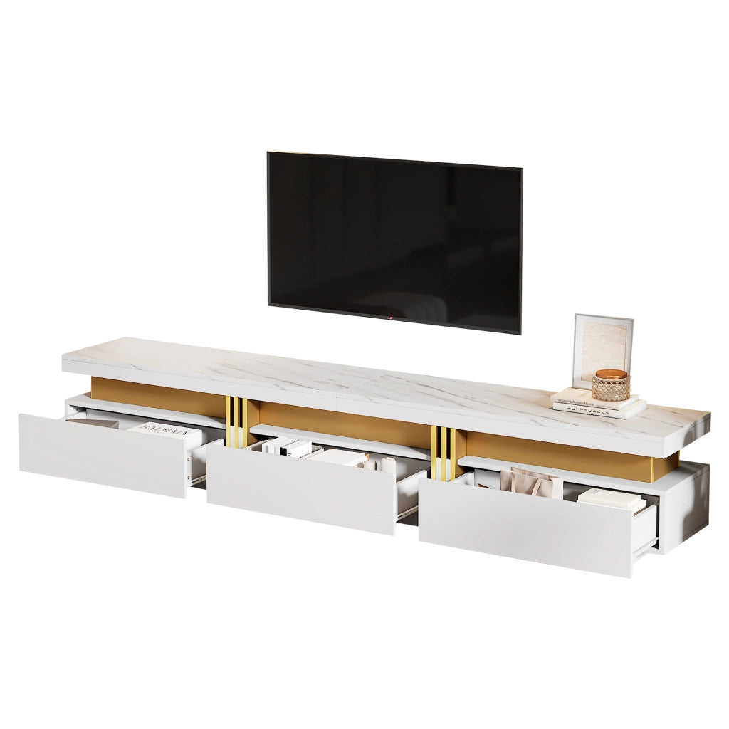 Lowboard TV bianco in truciolare lunghezza 200 cm