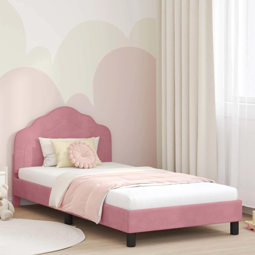 Struttura letto bambini con testata Rosa 80 x 200 cm Velluto 42010946