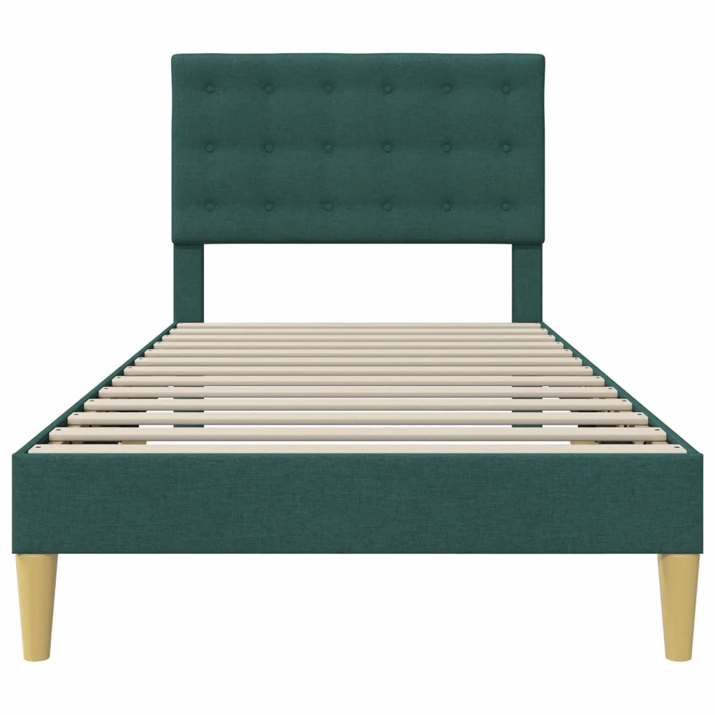 Letto singolo | Letto per adulti | Struttura del letto Verde Scuro 90 x 200 cm Tessuto