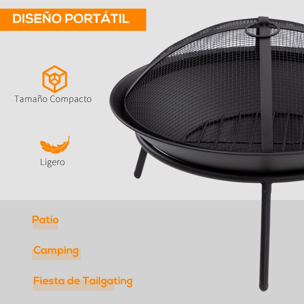 Brasero da esterno con coperchio e attizzatoio ¨C zephmum ¨C nero ?47x33 cm