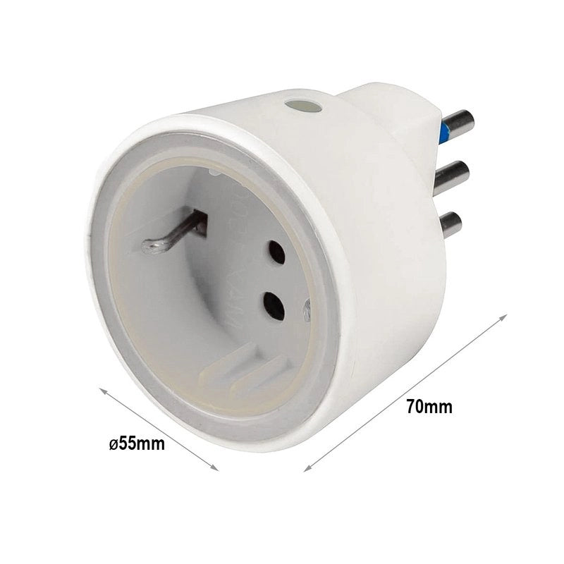 Adattatore Spina Passante Con Luce Notturna e Sensore Crepuscolare Massimo 1500W
