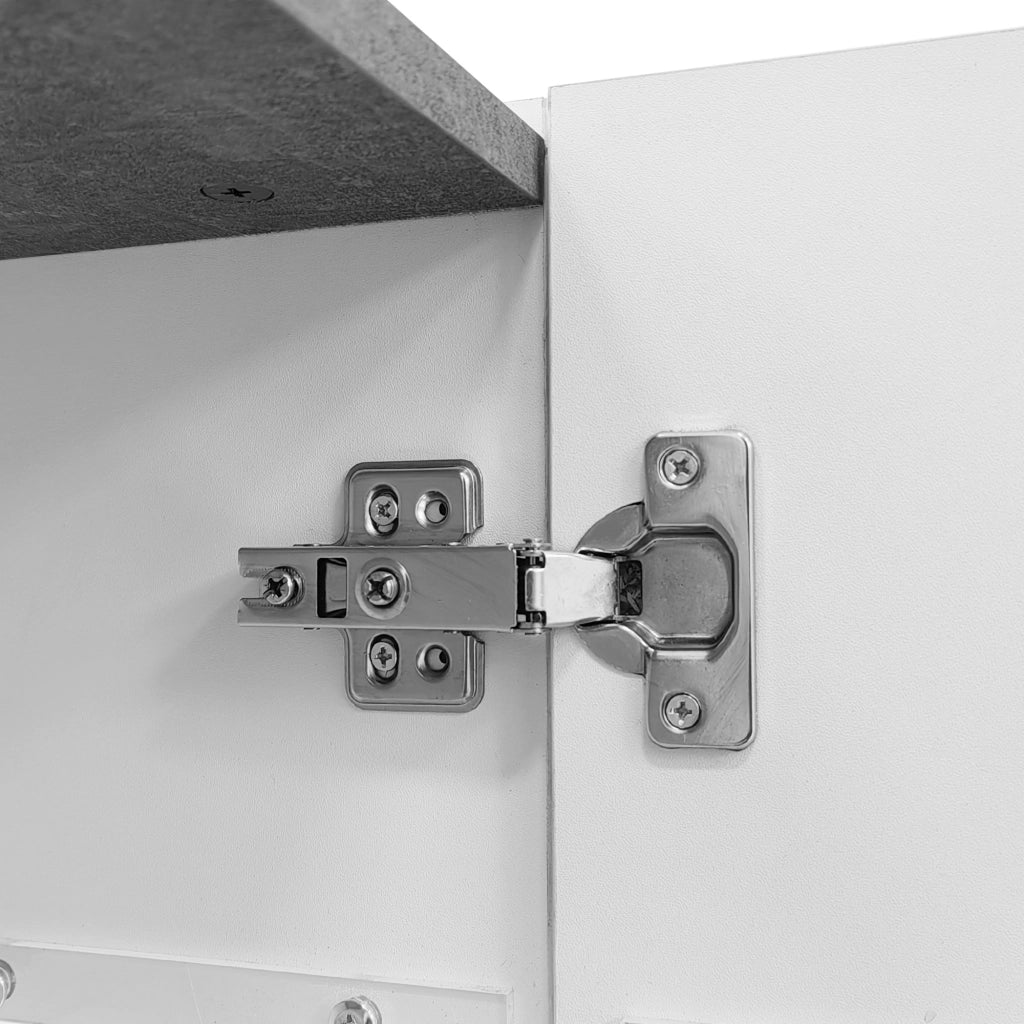 OKWISH Credenza con 2 Ante e 3 Cassetti, LED, per Soggiorno o Sala da Pranzo, MDF e Vetro, Bianco Marmo, 140×35×75 cm