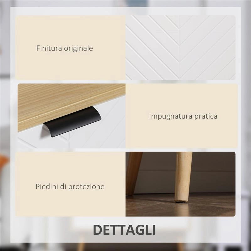 MOBILE MULTIUSO MODERNO CON RIPIANO INTERNO REGOLABILE 77X35X77.5 CM BICOLOR