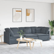 Divano Modulare con Cuscini in Velluto Grigio Scuro 3321280