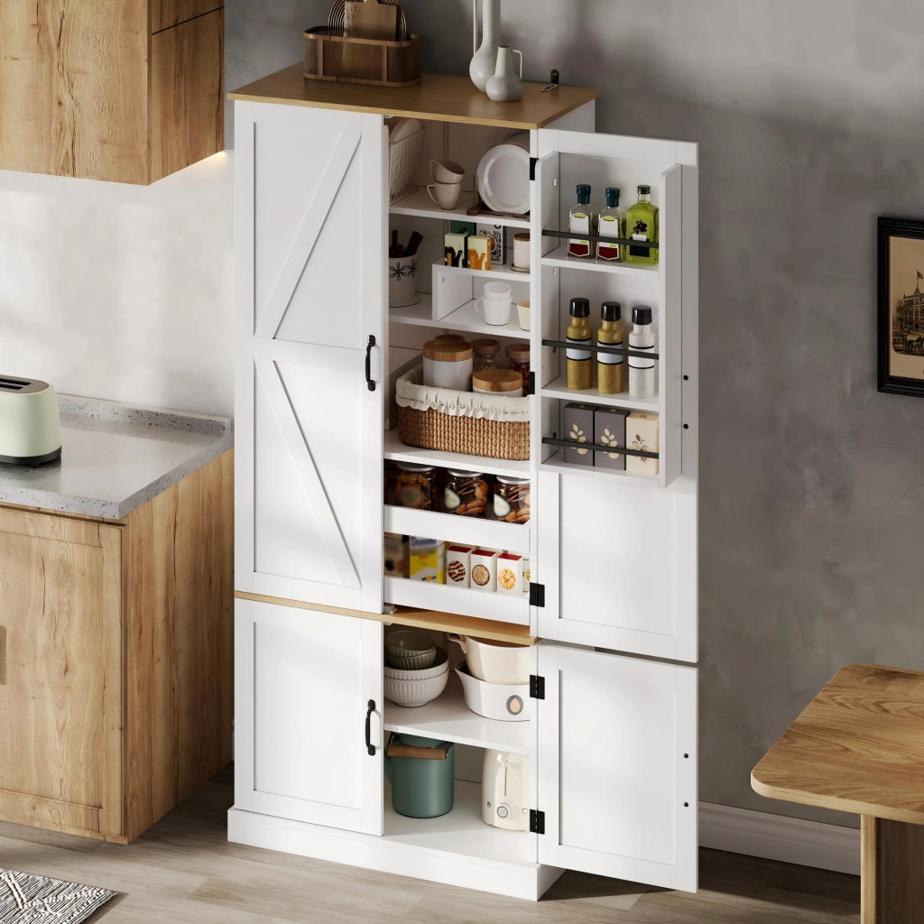 Mobile da cucina, mobile porta snack, ripiani regolabili, 2 cassetti, bianco
