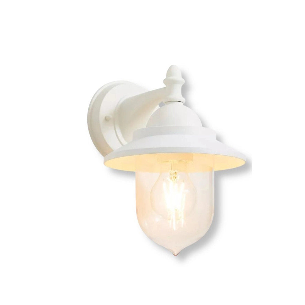 Trade Shop - Lanterna A Parete Stile Retrò Lampada Da Muro Per Giardino Facciate E27 Ip44 524wa-b247 - Bianco