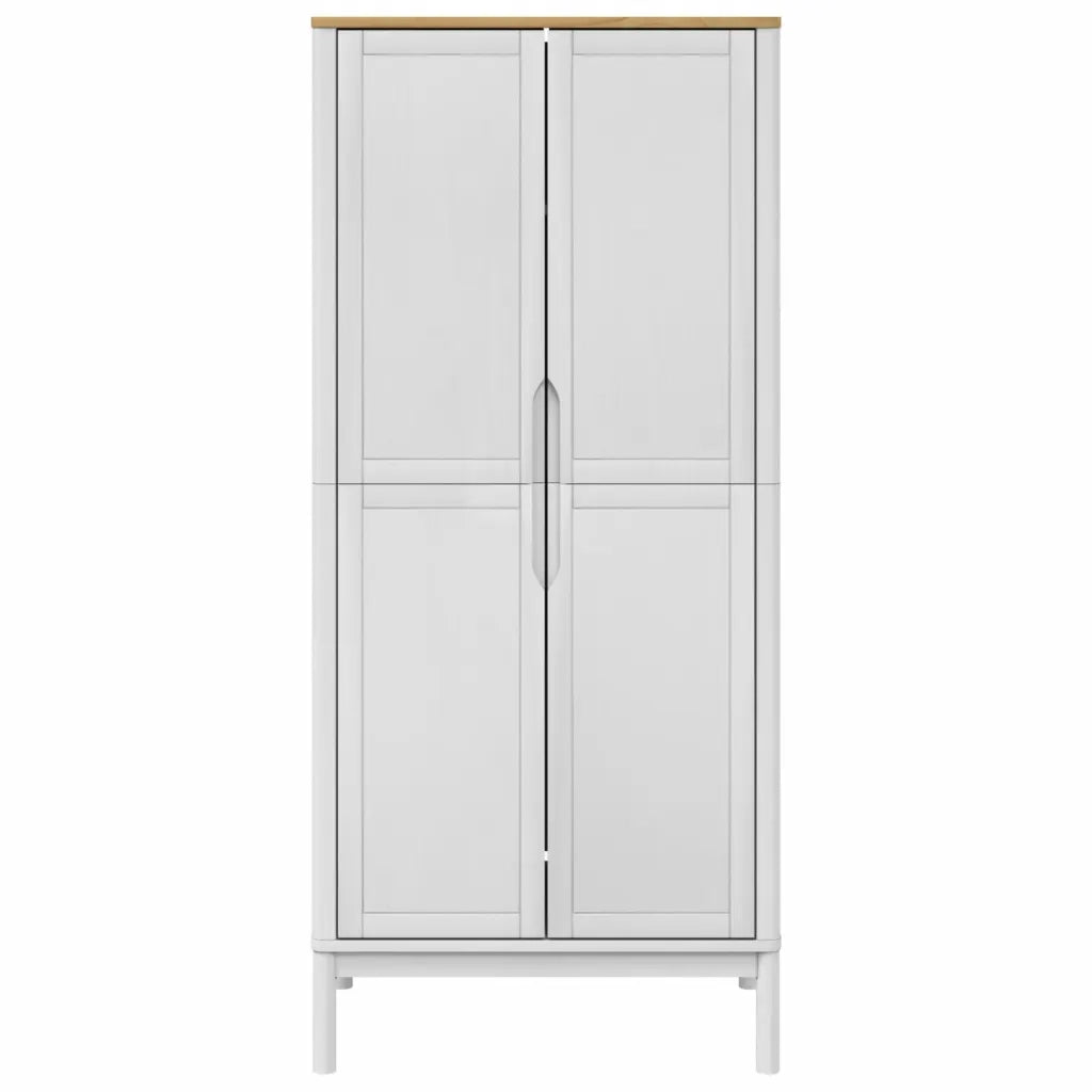 Armadio FLORO Bianco 77x53x171 cm in Legno Massello di Pino 374006