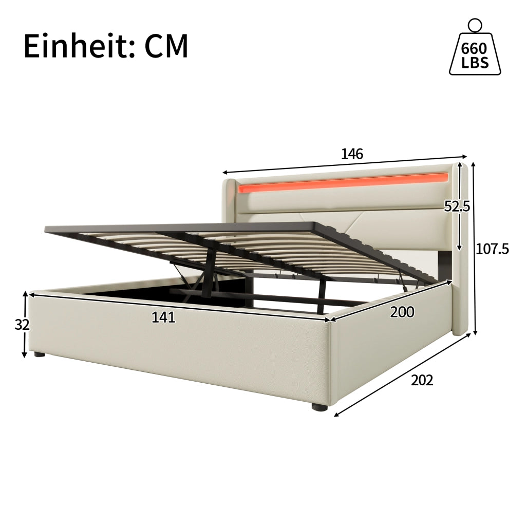 letto imbottito pu bianco 140 x 200 cm