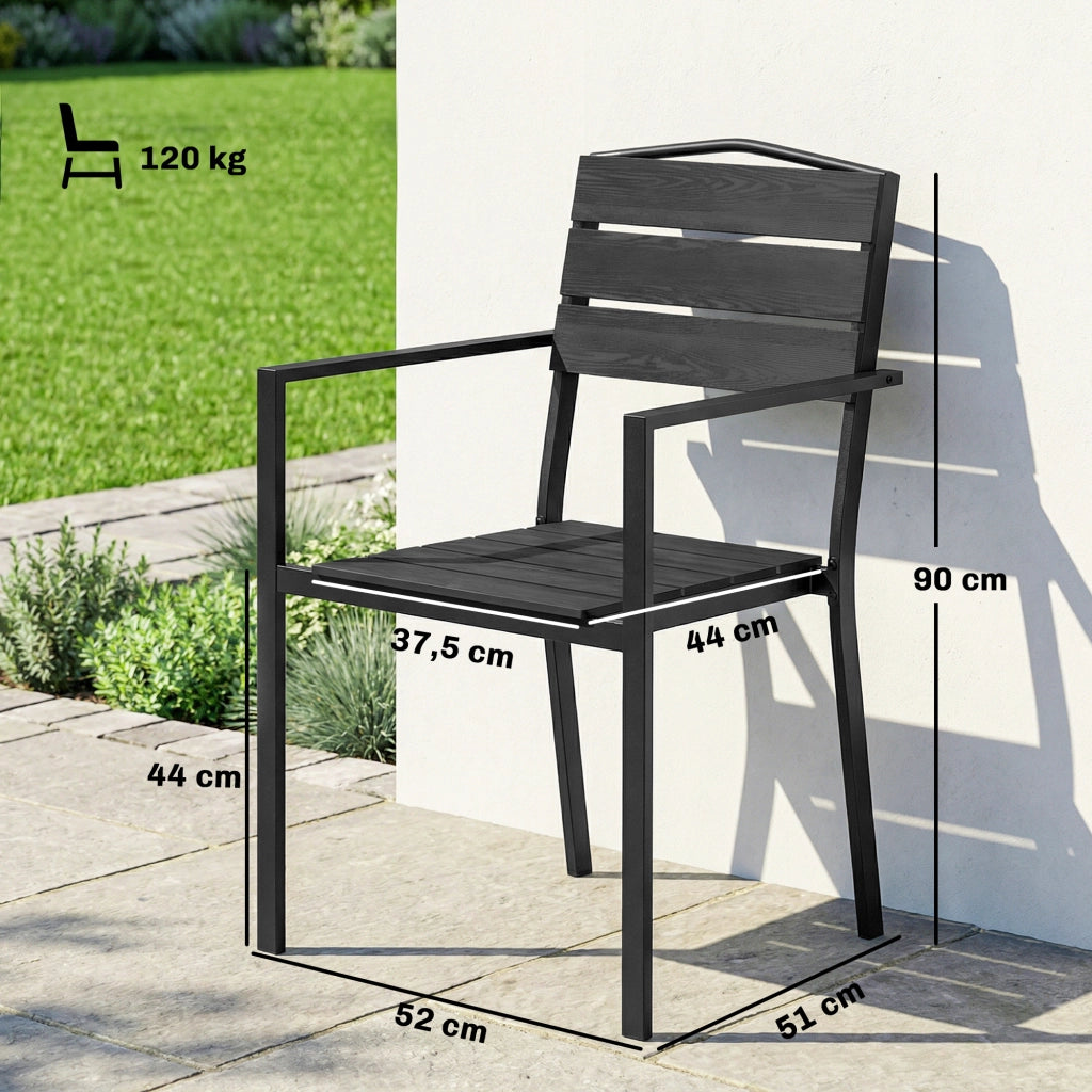 Sedia da giardino impilabile con braccioli ¨C Minimal ¨C Nero 52x51x90 cm