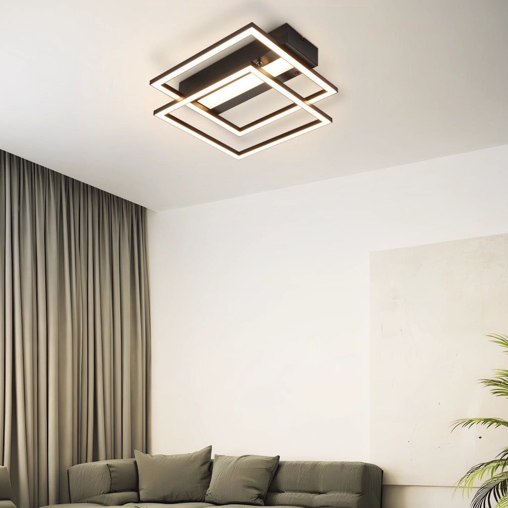 ZMH Lampada da soffitto LED 42W nera dimmerabile telecomando per cucina camera letto