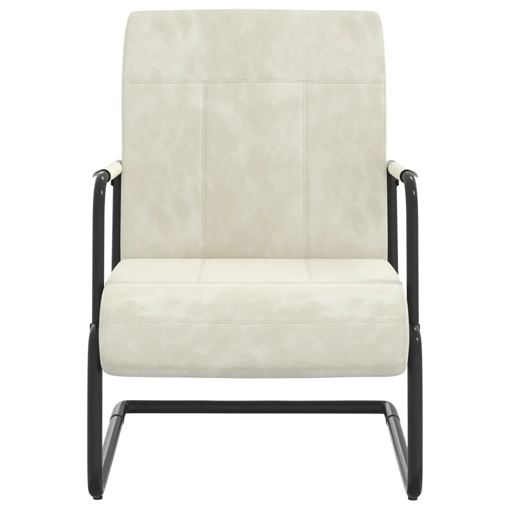 Sedia a Sbalzo Bianco Crema in Velluto 325797