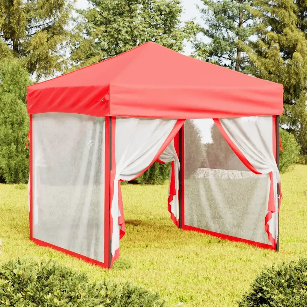 Tenda per Feste Pieghevole con Pareti Laterali-Tenda Gazebo Rosso 2x2 m 602052