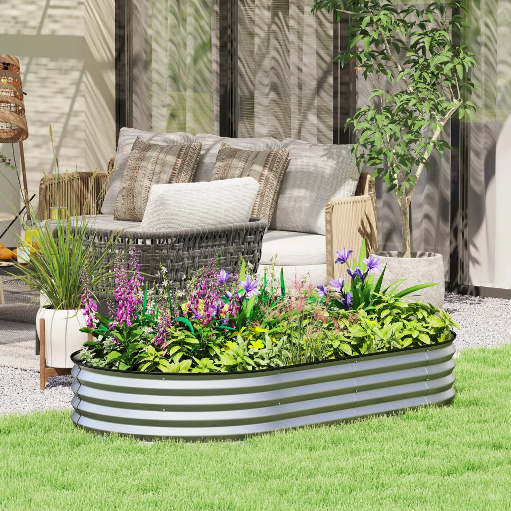 Fioriera Rialzata Giardino ¨C Xylo ¨C Acciaio Galvanizzato Argento 181x93x30cm