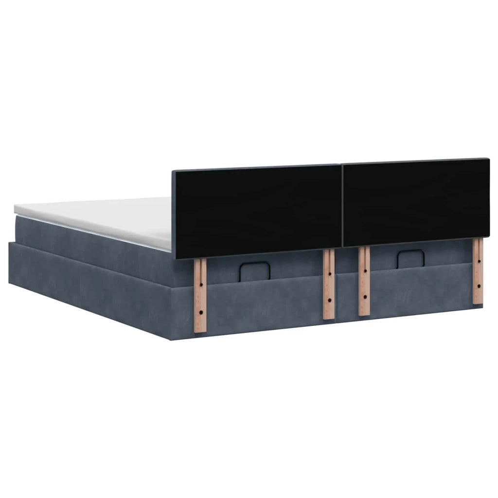 Letto ottomano con materasso 2 pcs Grigio Scuro Velluto 3456739
