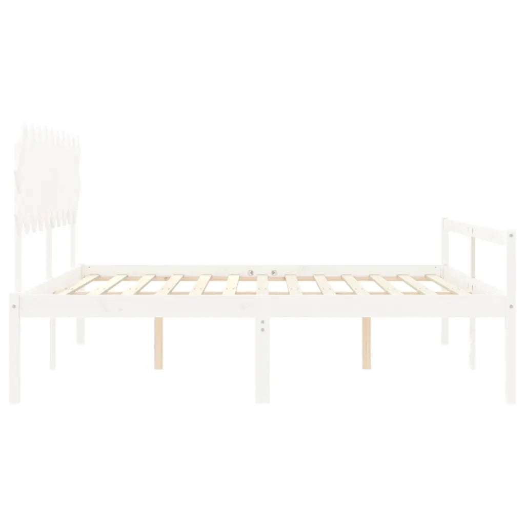 Letto per Anziani con Testiera-Struttura Letto per Anziani Bianco 200x200 cm Legno Massello 240112