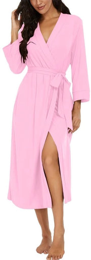 Kimono da camera per donna con collo V, notte e sauna (rosa chiaro, XL)