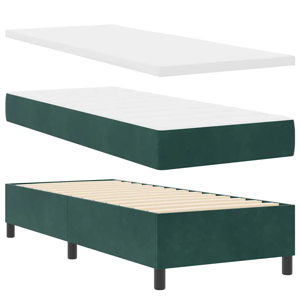 Letto a Sorgente LED Verde Scuro 80 x 200 cm Tessuto