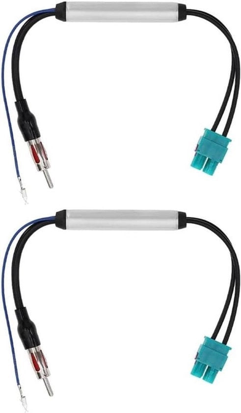 Autoradio 2 pezzi - Amplificatore antenne - Adattatore Fakra a DIN - Compatibile con unità stereo - Ricevitore - Autoradio - Adatto per auto - Nero - Unità di testa