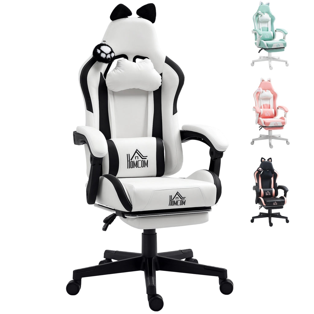 Sedia da Gaming Reclinabile con Poggiapiedi e Schienale Regolabile ¨C zephmum ¨C Bianco