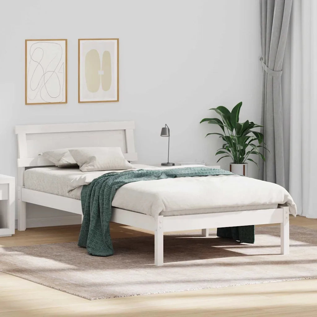 Letto singolo | Letto per adulti | Struttura del letto Bianco 100 x 200 cm Pino massello