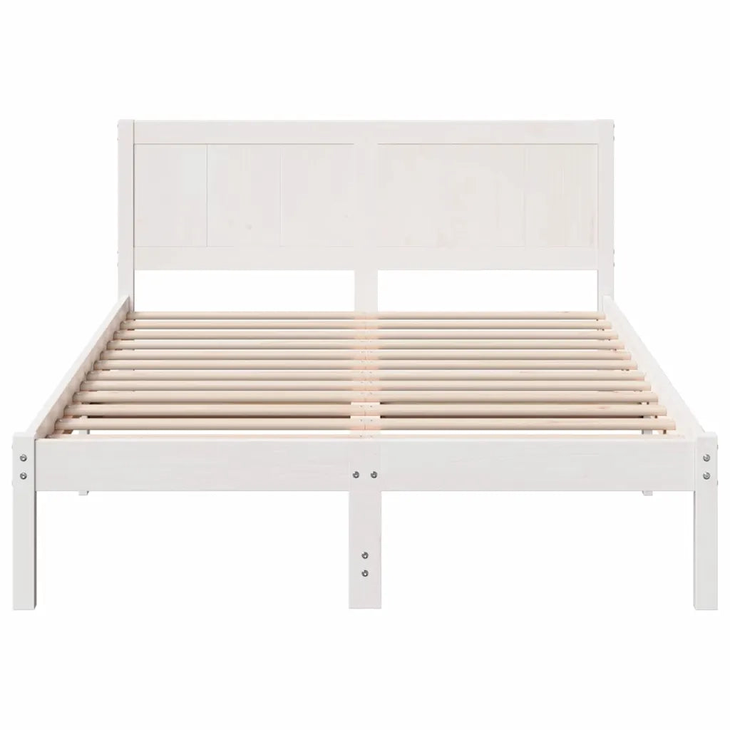 Letto matrimoniale | Letto per adulti | Struttura del letto Bianco 135 x 190 cm Legno massello di pino