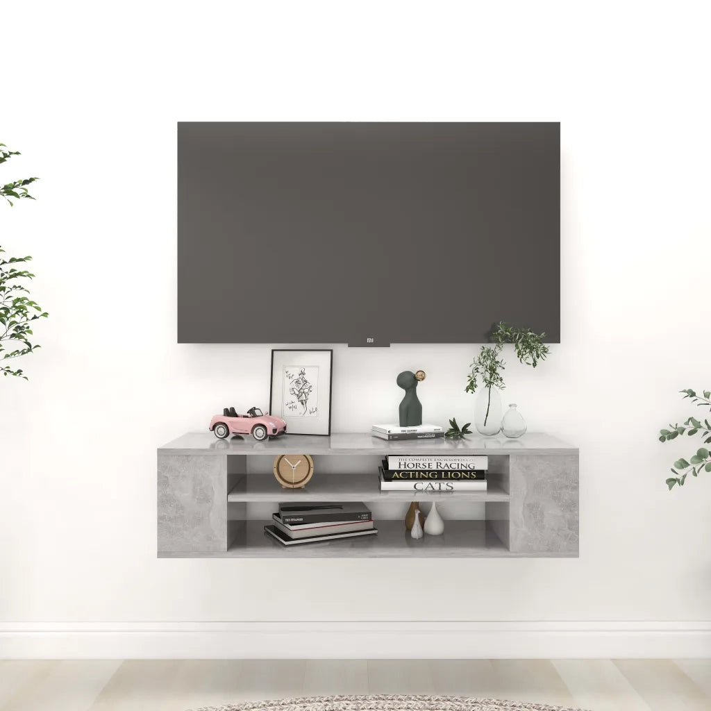 Mobile TV Pensile Grigio Cemento 100x30x26,5 cm Multistrato 806233