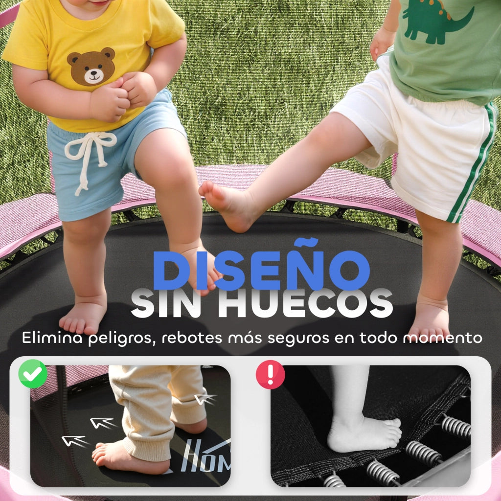 Trampolino per Bambini ?140 cm con Rete di Sicurezza ¨C Zephmum ¨C Rosa e Nero