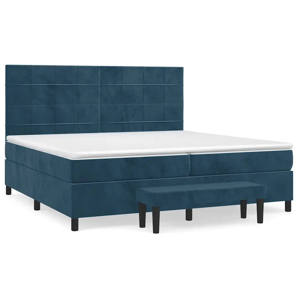 Giroletto a Molle con Materasso Blu Scuro 200x200 cm in Velluto 3137867
