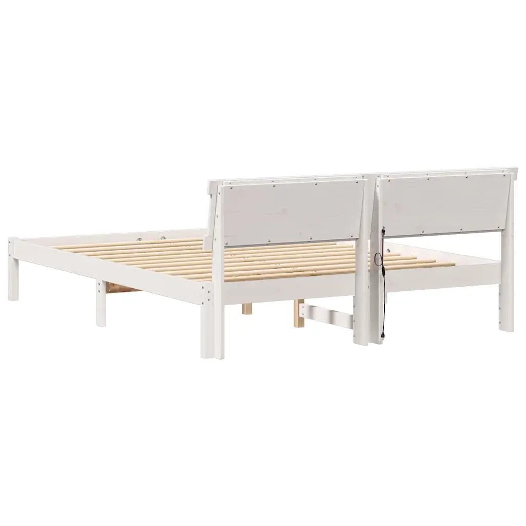 Letto matrimoniale | Letto per adulti | Struttura del letto Bianco 160 x 200 cm Pino massello