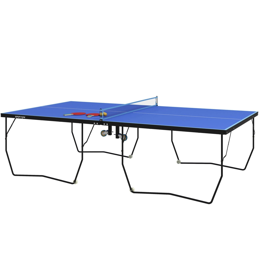 Tavolo da Ping Pong Pieghevole ¨C Xylo ¨C 8 Ruote, Telaio Acciaio, MDF, 274x152,5x76cm, Blu