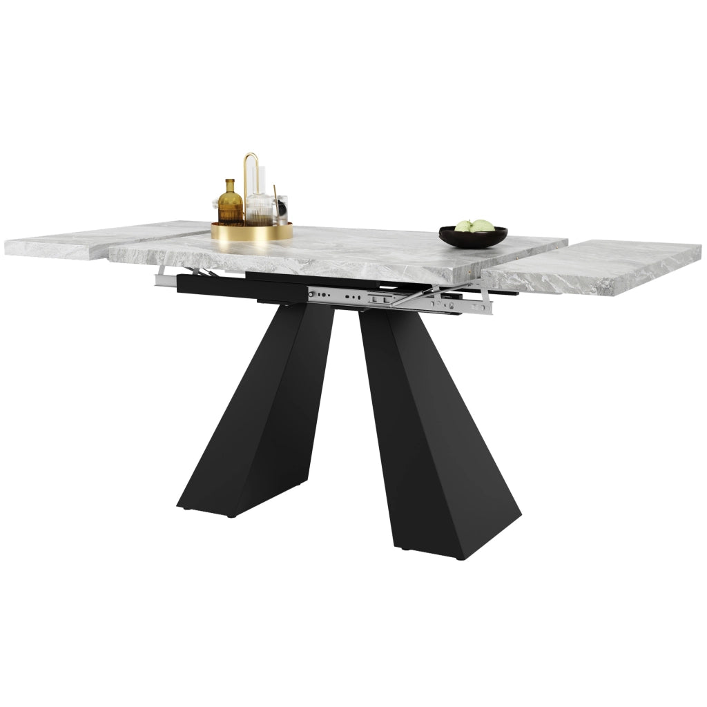 Tavolo da pranzo allungabile 99-159x74x77 cm; MDF e metallo; nero e grigio