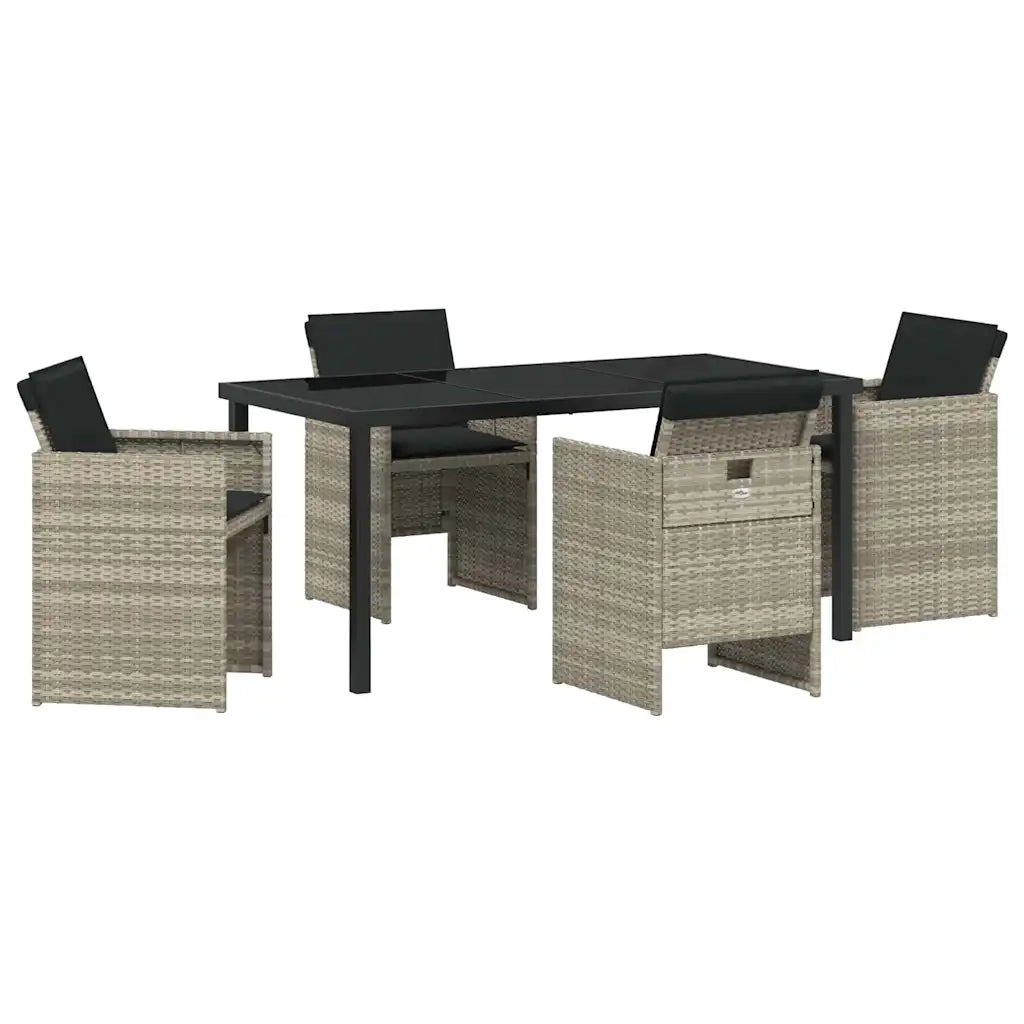 Set da Pranzo per Giardino 5 pz | Set Salotto da Giardino Grigio chiaro polyrattan
