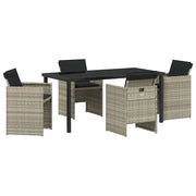 Set da Pranzo per Giardino 5 pz | Set Salotto da Giardino Grigio chiaro polyrattan