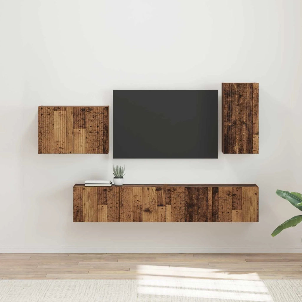 Set di Mobiletto da TV a Parete 4 pcs Legno vecchio 3408941