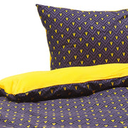 Set copripiumino e 2 federe in misto cotone blu scuro e giallo 155 x 220 cm Camera da letto moderna