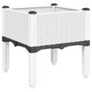 Fioriera | Cassetta per fiori | Vaso da Giardino con Gambe Bianco 40x40x42 cm in PP