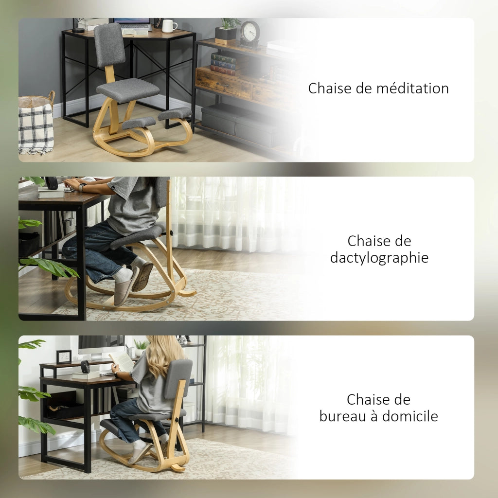 Sedia ergonomica inginocchiatoio ¨C Xylo ¨C legno con schienale basculante grigio